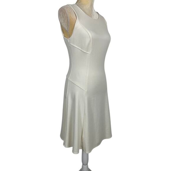 Amanda Uprichard Ivory Stretch A-Line Mini Dress Medium Office Streetwear Classy - Picture 5 of 13